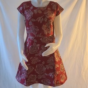 The Children's Place Floral Red Metallic Dress